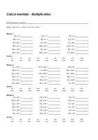 Aperçu - Feuilles d'exercices - Arithmétique mentale - Multiplication - différentes feuilles d'exercices, jeux et fiches - Page 1