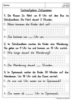 Vorschau - Arbeitsblätter - Sachaufgaben Zeitspannen Mathe 2.Klasse - Seite 1