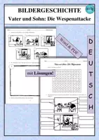 Vorschau - Arbeitsblätter - Bildergeschichte Vater und Sohn Die Wespenattacke - als PDF & Word - Deckblatt