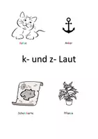 Vorschau - Arbeitsblätter - k- und z- Laut Stationen/ Arbeitsblätter - Deckblatt