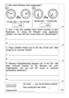 Vorschau - Test - Probearbeit Mathematik 2. Klasse Uhr Uhrzeit Zeitspannen - Seite 2