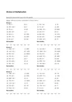 Aperçu - Feuilles d'exercices - Arithmétique mentale - Multiplication et Division - Exercices d'association avec les mots solution - Page de couverture