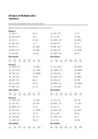 Aperçu - Feuilles d'exercices - Arithmétique mentale - Multiplication et Division - Exercices d'association avec les mots solution - Page 1