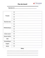 Aperçu - Apprentissages en autonomie - Plan de travail - Organisation de la semaine - Page de couverture
