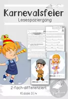 Vorschau - Arbeitsblätter - Karnevalsfeier Lesespaziergang | Fasching | Karneval | Klasse 3 und 4 - Deckblatt