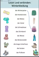 Aperçu - Feuilles d'exercices - lire et relier "Winterkleidung" Allemand - Page de couverture