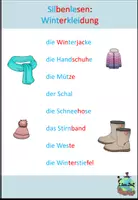 Aperçu - Feuilles d'exercices - Lecture de syllabes "Winterkleidung" Allemand - Page de couverture