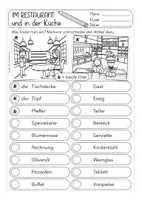 Vorschau - Arbeitsblätter - im Restaurant / essen gehen Arbeitsblätter Wortschatz - Training Deutsch in der Grundschule / DAZ - Seite 1