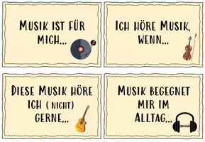 Vorschau - Aufgabenkarten - Kennenlernen und Sprechen über Musik - Seite 1