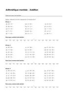 Aperçu - Feuilles d'exercices - Arithmétique mentale - Addition - Exercices avec mot solution - Page de couverture