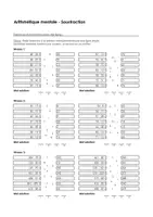 Aperçu - Feuilles d'exercices - Arithmétique mentale - Soustraction - différentes feuilles d'exercices, jeux et fiches - Page de couverture