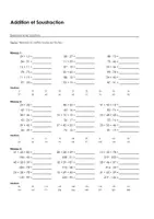 Aperçu - Feuilles d'exercices - Arithmétique mentale - Addition et Soustraction - Exercices avec solutions - Page de couverture