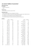 Aperçu - Jeux - Arithmétique mentale - Addition et Soustraction - Jeu de dés - Page de couverture