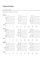 Aperçu - Feuilles d'exercices - Arithmétique mentale - Calculs de base - Exercices avec solutions - Page de couverture