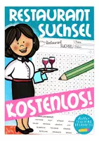 Vista previa - Hojas de trabajo - FREEBIE Suchsel im Restaurant / Essen und Trinken Deutsch Alemán - Portada