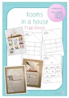 Vorschau - Arbeitsblätter - Rooms in a house - Flap house - Deckblatt