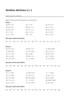 Aperçu - Feuilles d'exercices - Additionner et soustraire des nombres décimaux - Exercices avec mot solution - Page de couverture