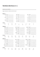 Aperçu - Feuilles d'exercices - Additionner et soustraire des nombres décimaux - Exercices avec solutions - Page de couverture