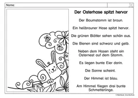 Vorschau - Arbeitsblätter - Lesen und weitermalen Frühling Ostern - Seite 1