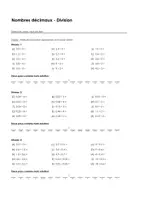 Aperçu - Feuilles d'exercices - Nombres décimaux - Division - Exercices avec mot solution - Page de couverture