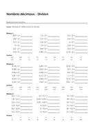 Aperçu - Feuilles d'exercices - Nombres décimaux - Division - Exercices avec solutions - Page de couverture