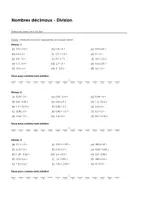 Aperçu - Feuilles d'exercices - Nombres décimaux - Exercices avec mot solution - Page de couverture