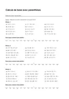 Aperçu - Feuilles d'exercices - Calculs de base avec parenthèses - Exercices avec mot solution - Page de couverture