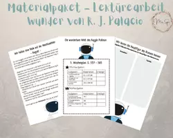 Vorschau - Arbeitsblätter - Wochenplanarbeit zur Lektüre Wunder von R. J. Palacio - Deckblatt