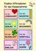 Vorschau - selbst erstellte Cliparts/Grafiken - Kunterbunte Affirmationen für das Klassenzimmer - Deckblatt