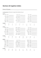 Vorschau - Arbeitsblätter - Rechnen mit negativen Zahlen - Übungen mit Lösungen - Deckblatt