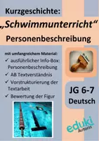Vorschau - Stundenentwürfe - Kurzgeschichte: "Schwimmunterricht" (Schulalltag, Ungerechtigkeit) mit Aufgaben zur Personenbeschreibung - Deckblatt