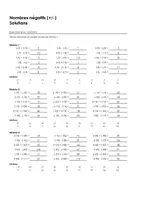 Aperçu - Feuilles d'exercices - Additionner et soustraire des nombres négatifs - Exercices avec solutions - Page 1