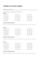 Aperçu - Feuilles d'exercices - Multiplier les nombres négatifs - Exercices avec mot solution - Page de couverture