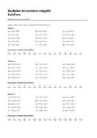 Aperçu - Feuilles d'exercices - Multiplier les nombres négatifs - Exercices avec mot solution - Page 1