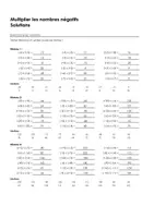 Aperçu - Feuilles d'exercices - Multiplier les nombres négatifs - Exercices avec solutions - Page 1