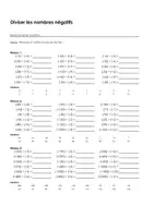 Aperçu - Feuilles d'exercices - Diviser les nombres négatifs - Exercices avec solutions - Page de couverture