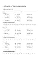 Aperçu - Feuilles d'exercices - Calculer avec des nombres négatifs - Exercices avec mot solution - Page de couverture