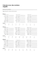 Aperçu - Feuilles d'exercices - Calculer avec des nombres négatifs - Exercices avec solutions - Page de couverture