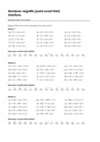 Aperçu - Feuilles d'exercices - Nombres négatifs (point avant tiret) - Exercices avec mot solution - Page 1