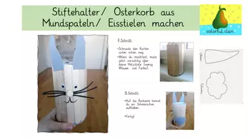 Vorschau - Mal- und Bastelvorlagen - Stiftehalter oder Osternest aus Eisstielen gestalten - Deckblatt