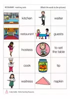 Aperçu - Jeux - at the restaurant / food matching cards English / Anglais - Page 1
