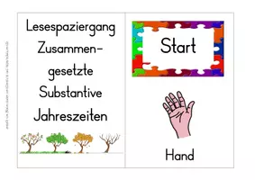 Vorschau - Arbeitsblätter - Lesespaziergang zusammengesetzte Substantive, Jahreszeiten Druckschrift - Seite 1