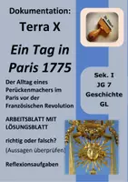 Vorschau - Arbeitsblätter - Absolutismus + Ständegesellschaft: Dokumentation "Ein Tag in Paris 1775" (Terra-X) AB + Lösungen - Deckblatt