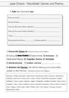 Vorschau - Arbeitsblätter - Lese-Check für Leseproben und/ oder Romane - Deckblatt