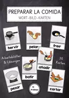 Vorschau - Bildkarten - Preparar la comida (verbos) - Wort-Bild-Karten // la receta - Deckblatt