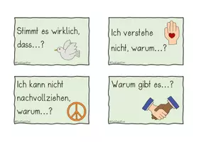 Vorschau - Aufgabenkarten - Gesprächskärtchen/Impulskärtchen - Krieg und Frieden - Seite 1