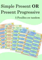 Aperçu - Jeux - Feuilles en tandem Simple Present OR Present Progressive - Anglais - Page de couverture