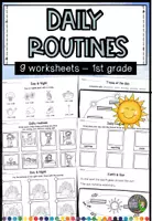 Vorschau - Arbeitsblätter - Englisch - Der Tagesablauf - 9 Arbeitsblätter (daily routines - 9 worksheets) - Deckblatt