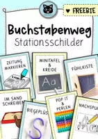 Vorschau - Stationenlernen - Buchstabenweg | Stationsschilder | kostenlos - Deckblatt