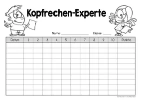 Vorschau - Arbeitsblätter - Kopfrechnen - 2 Varianten - Seite 1